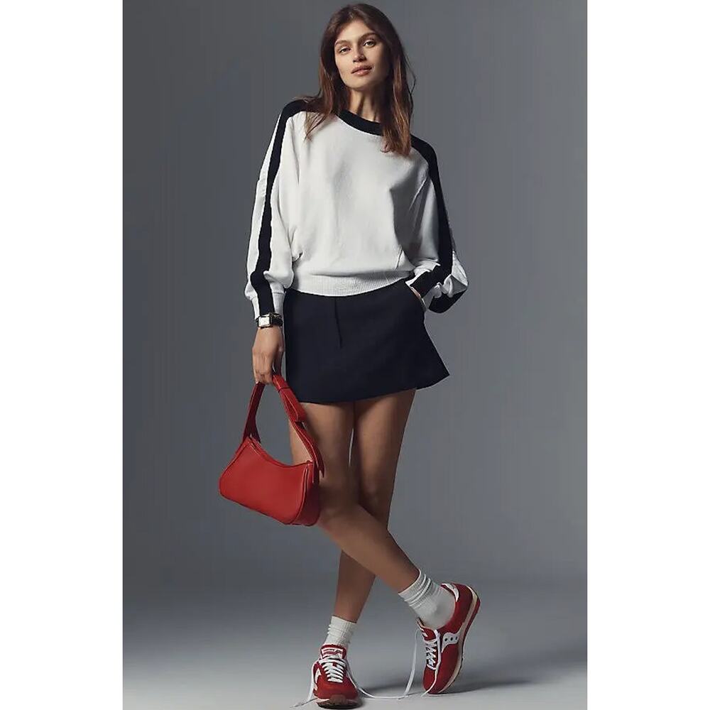 Anthropologie Maeve Dolman Sleeve Black & White Color-Blocked Sweater